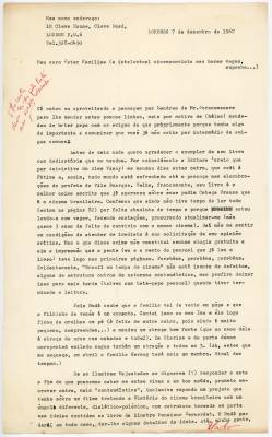 Carta de Vladimir Herzog para Jean-Claude Bernardet, 7 dez. 1967
